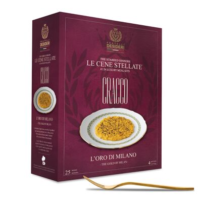 Box - Starred dinners - The gold of Milan - Michelin dinner box for 4 people - Cook at home in a few minutes the iconic Risotto alla Milanese by Chef Carlo Cracco, 1 Michelin Star