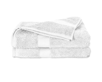 Blanc - 70x140 - Lot de 2 serviettes de douche en coton - Twentse Damask 1