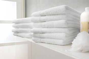 Blanc - 70x140 - Lot de 2 serviettes de douche en coton - Twentse Damask 3