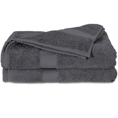 Anthracite - 70x140 - Lot de 2 serviettes de douche en coton - Twentse Damast