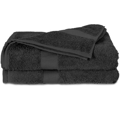 Black - 70x140 - Cotton 2PACK Shower Towel - Twentse Damask
