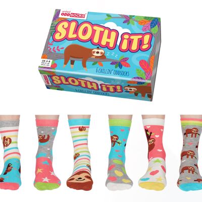 Sloth it - adult giftbox of 6 united odd socks