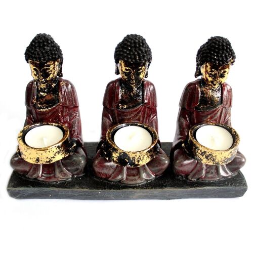 ABC-03 - Antique Buddha - Three Devotees Candle Holder - Sold in 1x unit/s per outer