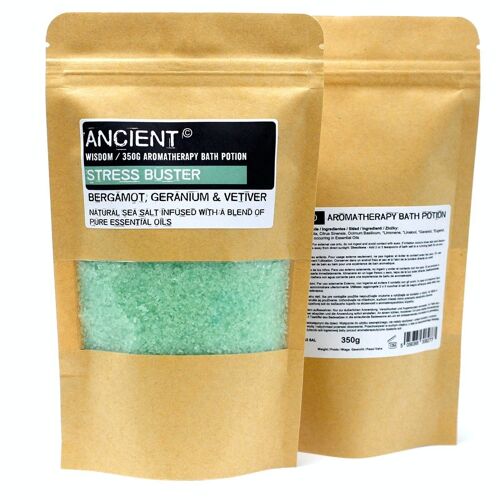 ABPC-07 - Aromatherapy Bath Potion in Kraft Bag 350g - Stress Buster - Sold in 5x unit/s per outer