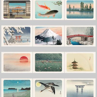 Cartes postales estampes japonaises: 13 modèles x15 au visuel format paysage