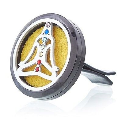 AromaC-10 - Car Diffuser Kit - Pewter Yoga Chakra - 30mm - Sold in 1x unit/s per outer