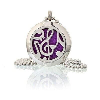 AromaJ-03 - Aromatherapy Diffuser Necklace - Music Notes 25mm - Sold in 1x unit/s per outer