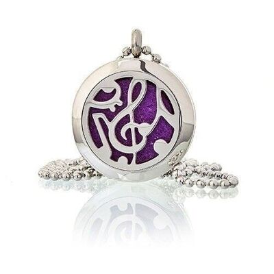 AromaJ-03 - Aromatherapy Diffuser Necklace - Music Notes 25mm - Sold in 1x unit/s per outer