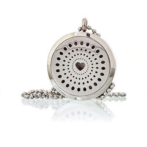AromaJ-13 - Aromatherapy Diffuser Necklace - Diamonds Heart 30mm - Sold in 1x unit/s per outer