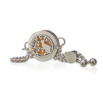 AromaJ-22 - Bracelet Chaîne Bijoux Aromathérapie - Chat & Fleurs - 20mm - Vendu en 1x unité/s par extérieur 4