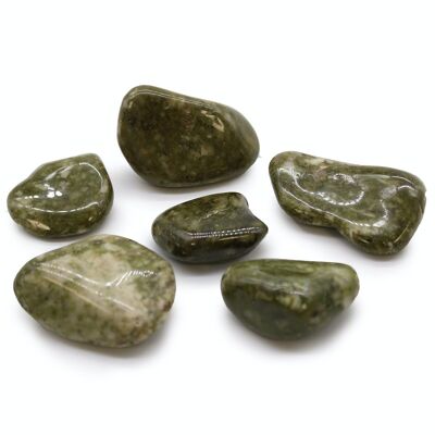 ATumbleL-03 - Large African Tumble Stones - Epidote Snowflake - Sold in 6x unit/s per outer