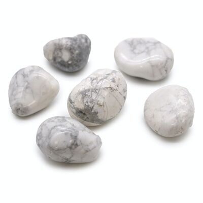 ATumbleL-07 - Grandes pierres de culbutage africaines - Howlite blanche - Magnésite - Vendu en 6x unité/s par extérieur