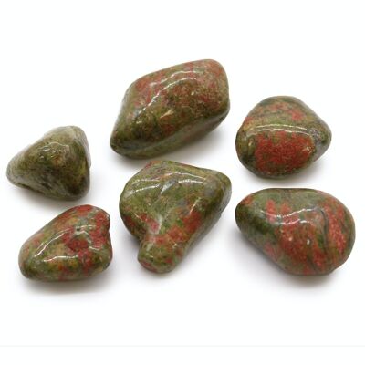 ATumbleL-11 - Grandes pierres de culbutage africaines - Unakite - Vendu en 6x unité/s par extérieur