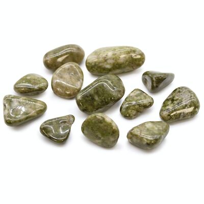 ATumbleM-03 - Medium African Tumble Stones - Epidote Snowflake - Sold in 12x unit/s per outer
