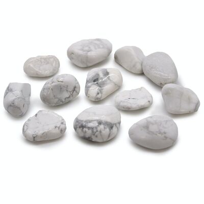 ATumbleM-07 - Medium African Tumble Stones - White Howlite - Magnesite - Sold in 12x unit/s per outer
