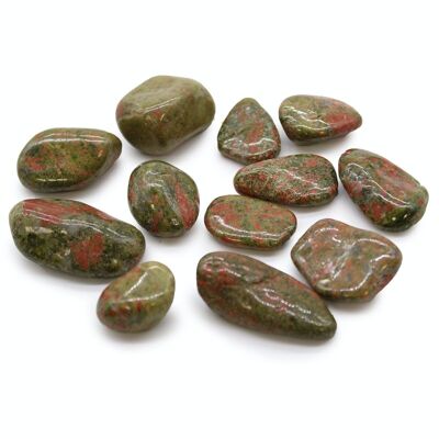 ATumbleM-11 - Medium African Tumble Stones - Unakite - Sold in 12x unit/s per outer