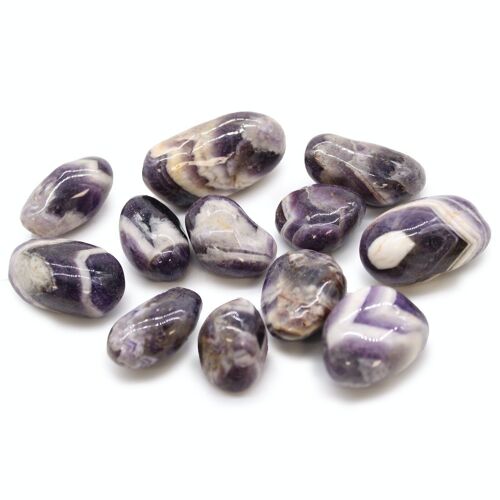 ATumbleM-12 - Medium African Tumble Stones - Amethyst - Chevron - Sold in 12x unit/s per outer