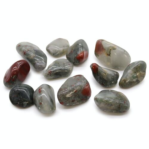 ATumbleM-19 - Medium African Tumble Stones - Bloodstone - Sephtonite - Sold in 12x unit/s per outer