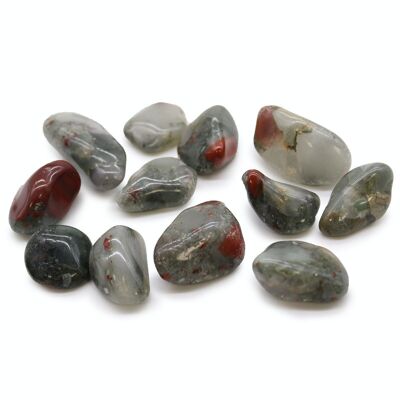 ATumbleM-19 - Medium African Tumble Stones - Bloodstone - Sephtonite - Sold in 12x unit/s per outer