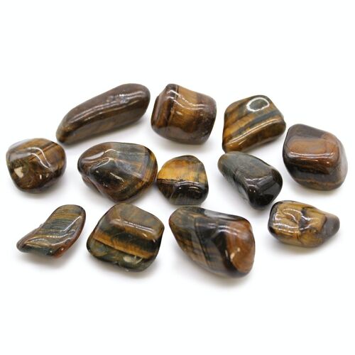 ATumbleM-20 - Medium African Tumble Stones - Tigers Eye - Varigated - Sold in 12x unit/s per outer