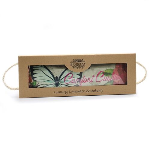AWHBL-03 - Luxury Lavender Wheat Bag in Gift Box - Butterfly & Roses - Sold in 1x unit/s per outer