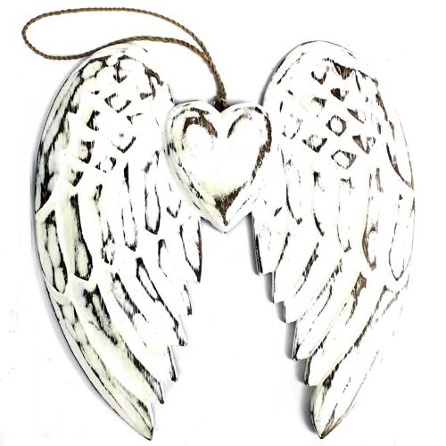 AWL-02 - Hand Crafted Double Angel Wing & Heart - 24cm - Sold in 1x unit/s per outer