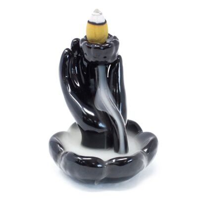 BackF-01 - Back Flow Incense Burner - Hand & Lotus Flower - Sold in 3x unit/s per outer
