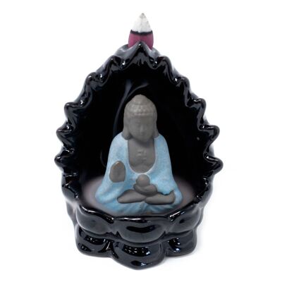 BackF-06 - Bruciatore di incenso a flusso di ritorno - Buddha e luci - Venduto in unità 3x per esterno