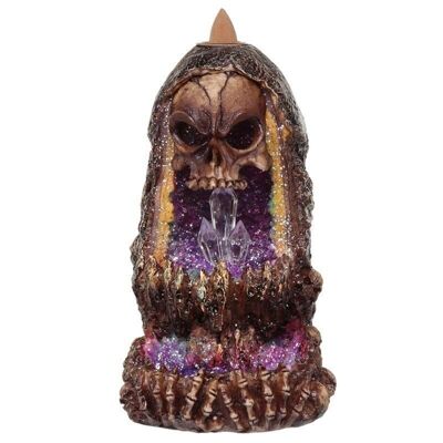 Backf-28 - Skull Crystal Cave LED Backflow Incense Burner - Sold in 1x unit/s per outer