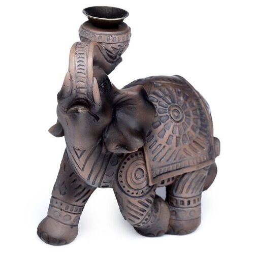 BackF-42 - Wood Effect Elephant Backflow Incense Burner - Sold in 3x unit/s per outer