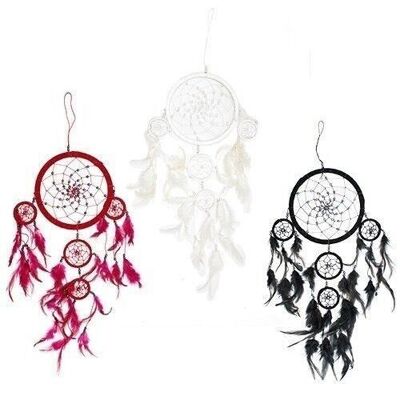 BDC-11 - Bali Dreamcatchers - Large Round - Black/White/Red - Sold in 3x unit/s per outer