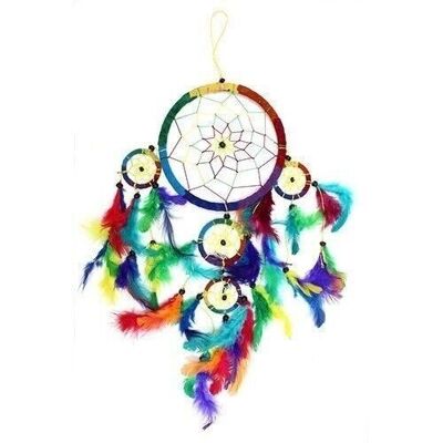 BDC-13 - Bali Dreamcatchers - Large Round - Rainbow - Sold in 3x unit/s per outer