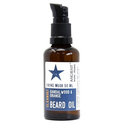 BeardO-01 - Olio da barba 50ml - Muschio vichingo - Deterge! - Venduto in 1x unità/i per esterno