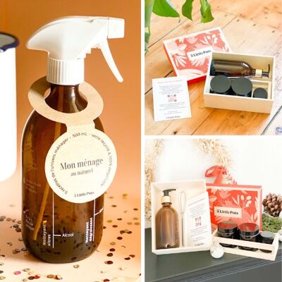 Do It Yourself - Eco-responsible gifts (DIY cosmetic kit + DIY natural household recipe bottle)
