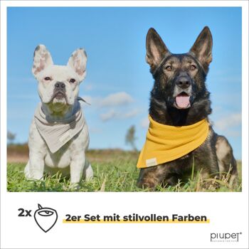 Ensemble bandana pour chien taille "BRUNO". S - Jaune/Gris 2