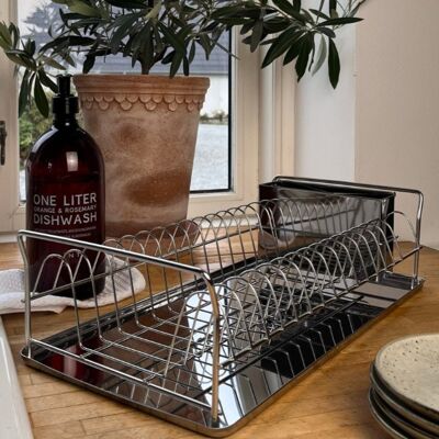 Dish rack stainless - with cutlery holder