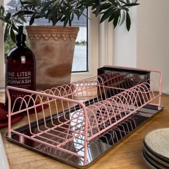 Égouttoir à vaisselle rose- avec porte-couverts