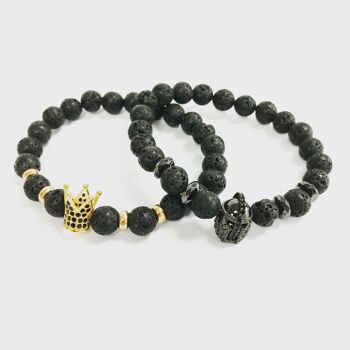Boho-02 - Couronne de cristal / Agate noire - Bracelet en pierres précieuses - Vendu en 3x unité/s par extérieur 6
