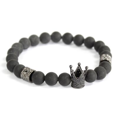 Boho-02 - Crystal Crown / Black Agate - Gemstone Bracelet - Sold in 3x unit/s per outer