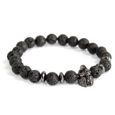 Boho-05 - Knight's Helmet / Lava Stone - Gemstone Bracelet - Sold in 3x unit/s per outer