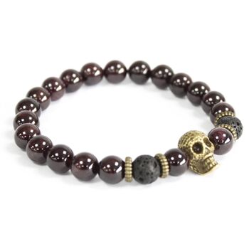 Boho-07 - Bronze Skull / Blood Stone - Bracelet de pierres précieuses - Vendu en 3x unité/s par extérieur 4