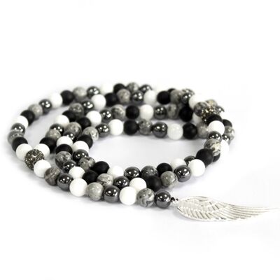 Boho-15 - Angel Wing / Grey Agate - Gemstone Necklace - Sold in 1x unit/s per outer