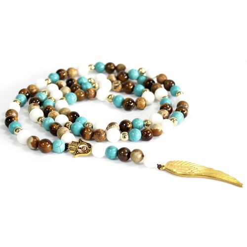 Boho-16 - Angel Wing / Multi Beads Gemstone Necklace - Sold in 1x unit/s per outer