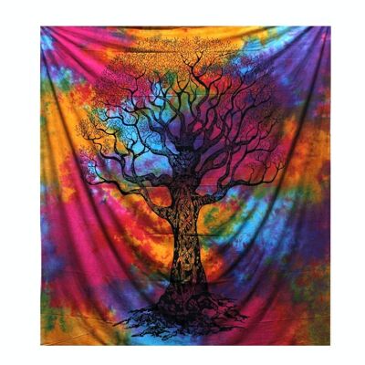 CBWH-13 - Double Cotton Bedspread + Wall Hanging - Winter Tree - Sold in 1x unit/s per outer