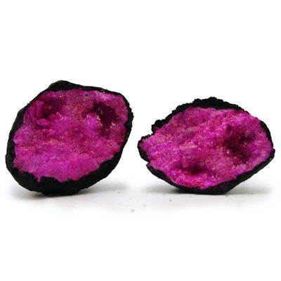 CCGeo-01 - Coloured Calcite Geodes 8.5x6cm - Black Rock - Dark Red - Sold in 1x unit/s per outer