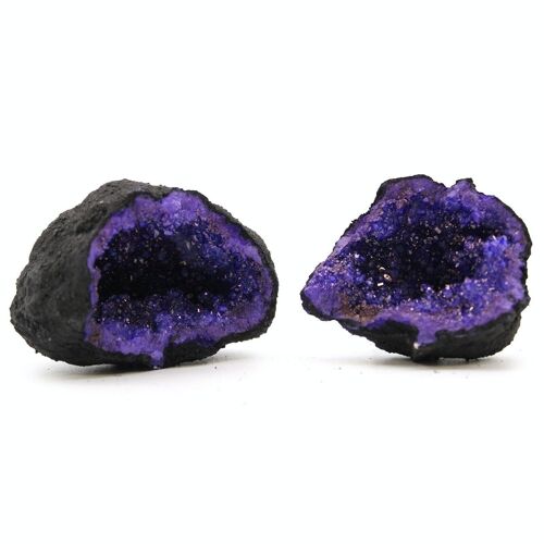CCGeo-04 - Coloured Calcite Geodes 8.5x6cm- Black Rock - Deep Purple - Sold in 1x unit/s per outer