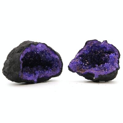 CCGeo-04 - Géodes de Calcite Colorées 8.5x6cm - Black Rock - Deep Purple - Vendu en 1x unité/s par extérieur