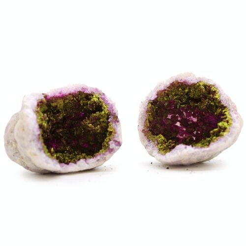CCGeo-05 - Coloured Calcite Geodes 8.5x6cm- Natural Rock - Pink & Gold - Sold in 1x unit/s per outer