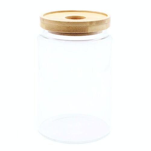 CGJ-03 - Cottage Bamboo Glass Jar - 15cm - Sold in 1x unit/s per outer