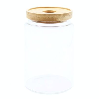 CGJ-03 - Cottage Bamboo Glass Jar - 15cm - Sold in 1x unit/s per outer